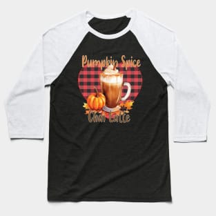 I Love My Pumpkin Spice Chai Latte, Plaid Heart, Watercolor art Baseball T-Shirt